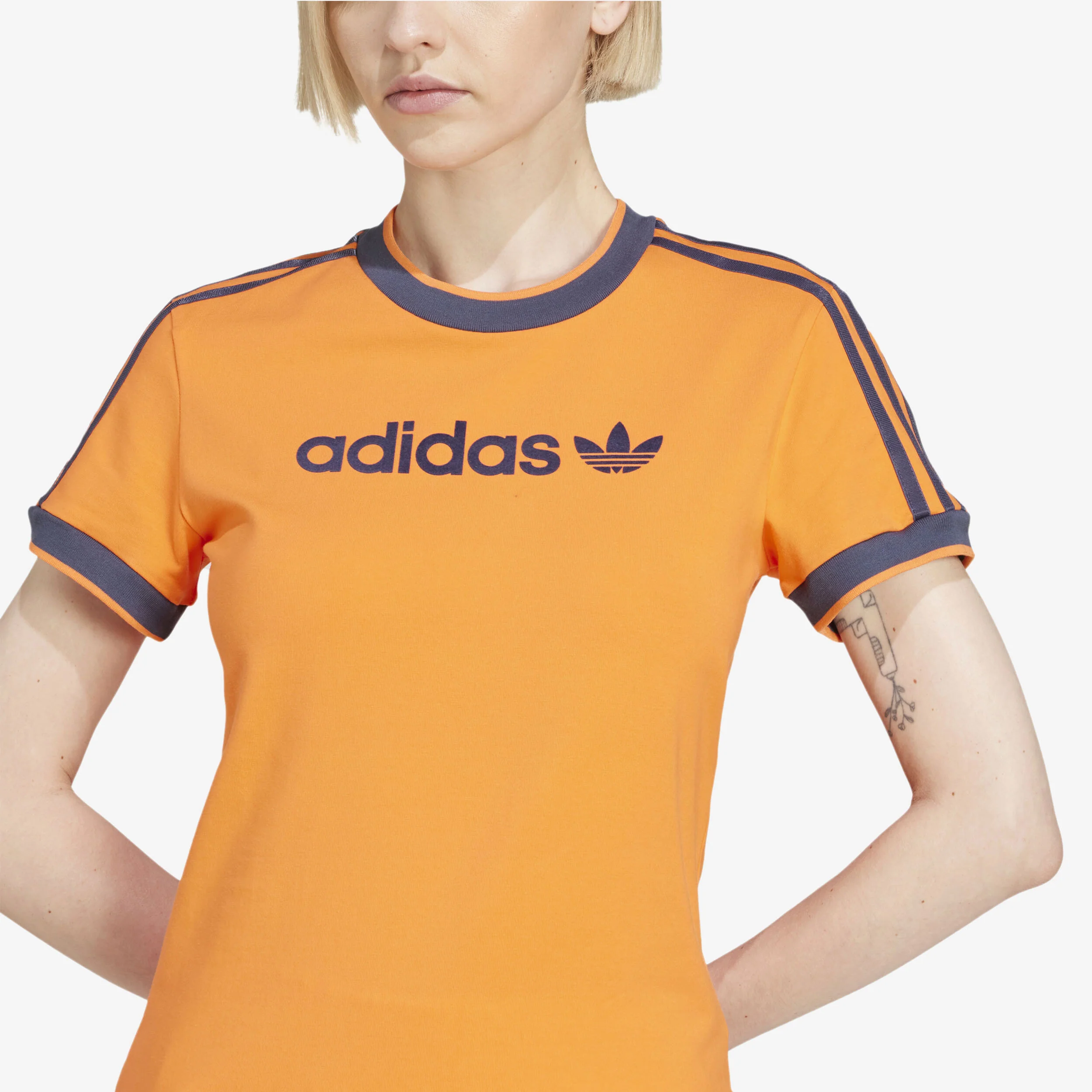 Wmns Linear Logo 3 Stripes Tee - Image 6