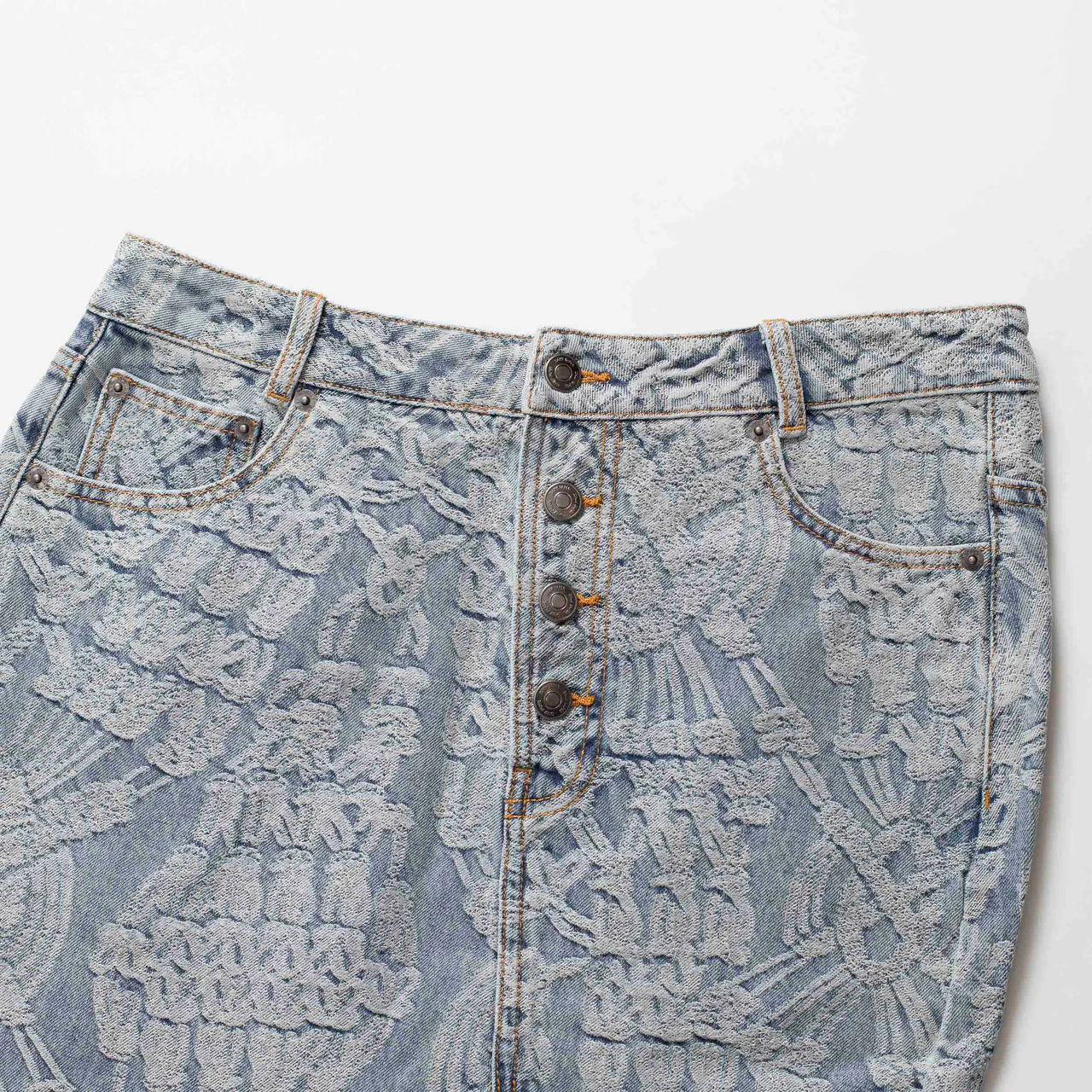 Wmns Settle Macrame Denim Skirt - Image 14