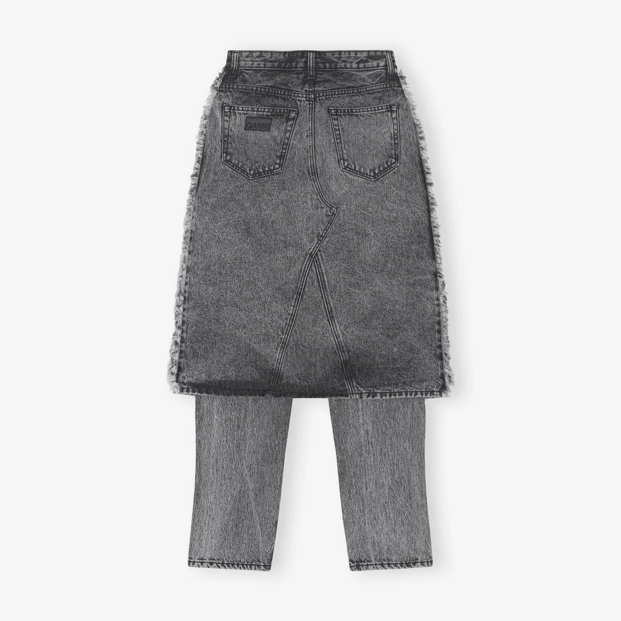 Snow Washed Denim Skirt Jeans - Image 2
